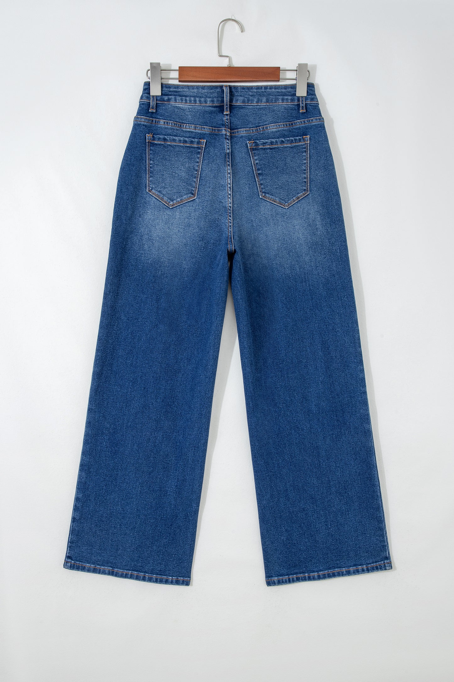 Solid Denim Seam Detail High Waist Jeans