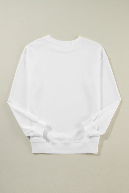 Solid Drop Shoulder Crewneck Pullover Sweatshirt