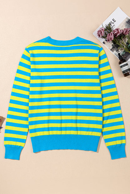 Stripe Long Sleeve Crewneck Sweater