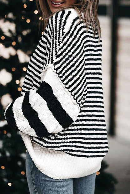 Stripe Drop Shoulder Knit Sweater