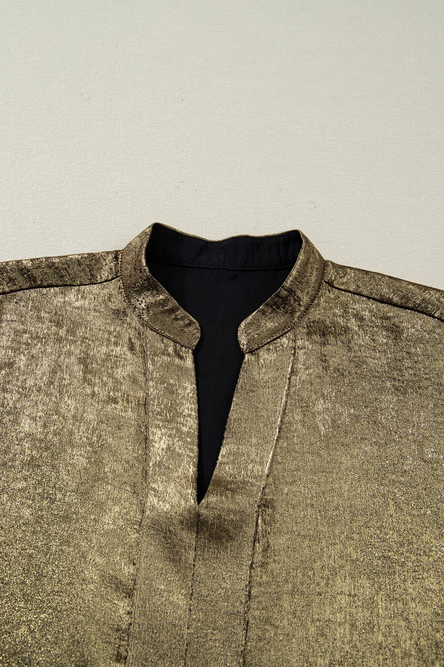 Metallic Split Neck 3/4 Sleeve Blouse
