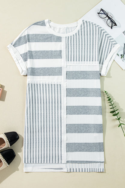 Stripe Short Sleeve Mini Dress