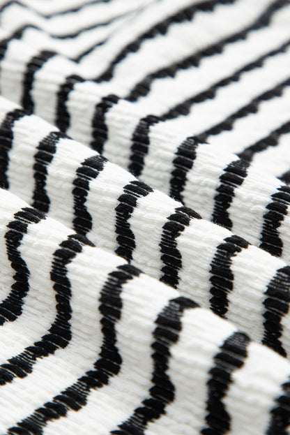 Stripe Knitted Top & Drawstring Shorts Set