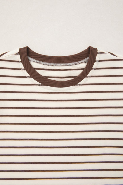 Stripe Ribbed Trim Round Neck Tank Top