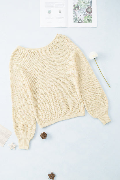 Hollowed Knit Boatneck Sweater