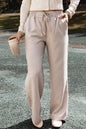 Stripe Elastic Waist Straight Pants