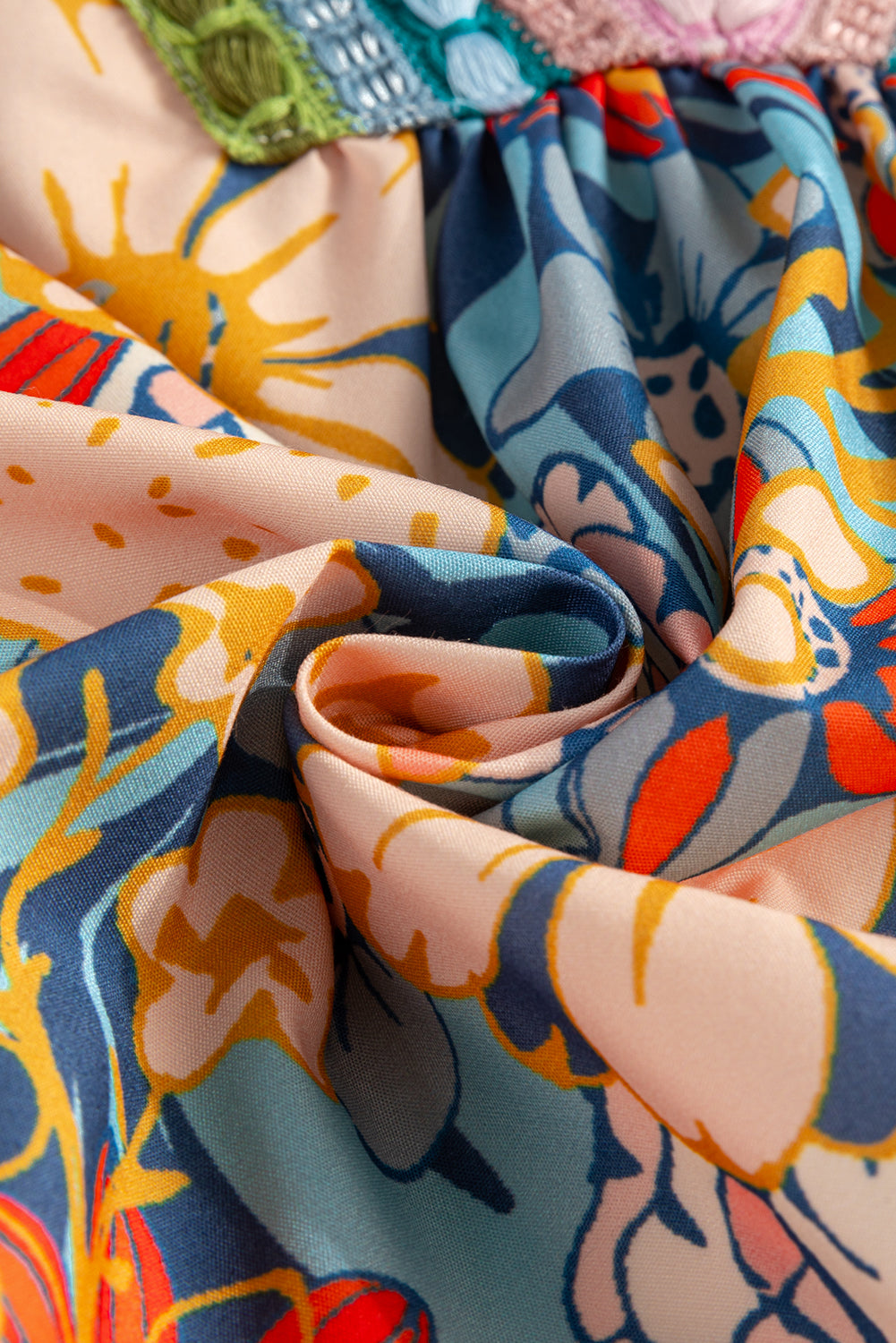 Floral Boho Crochet V-Neck Short Sleeve Blouse