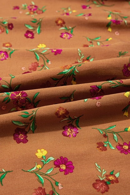 Plus Size Floral V-Neck Ruffle Sleeve Tiered Dress