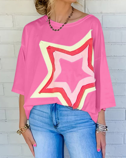 Star Colorblock Oversized Tee