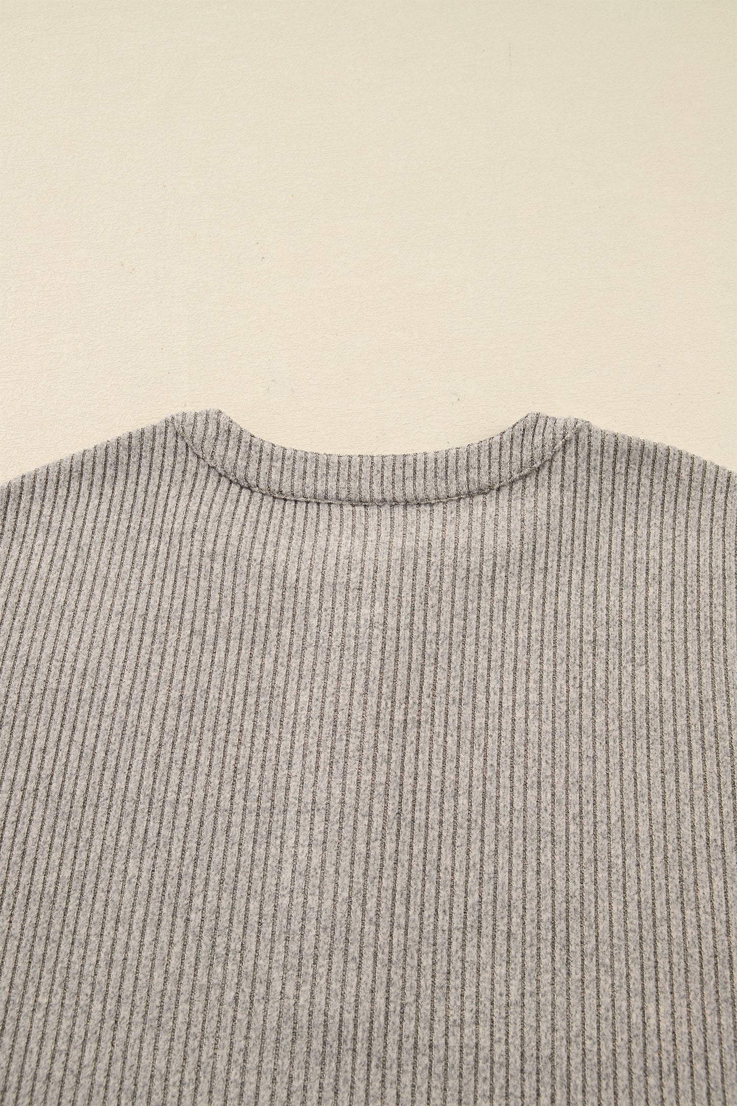 Plus Size Ribbed Knit Kangaroo Pocket Henley Top