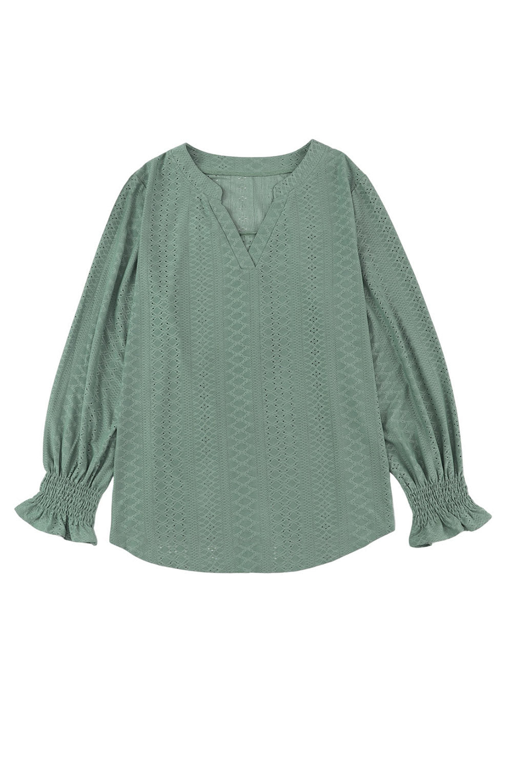 Eyelet Long Sleeve Blouse Plus Size