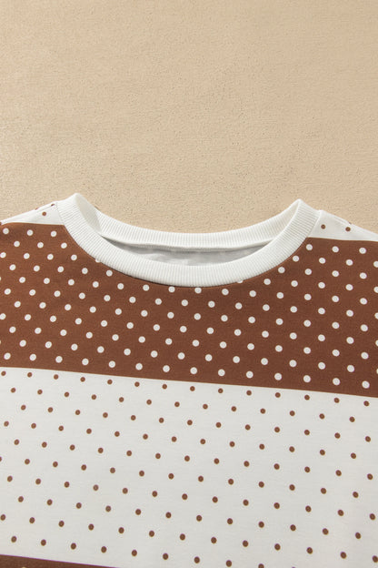 Polka Dot Colorblock Long Sleeve Top