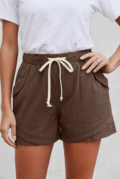 Drawstring Waist Pocketed Shorts