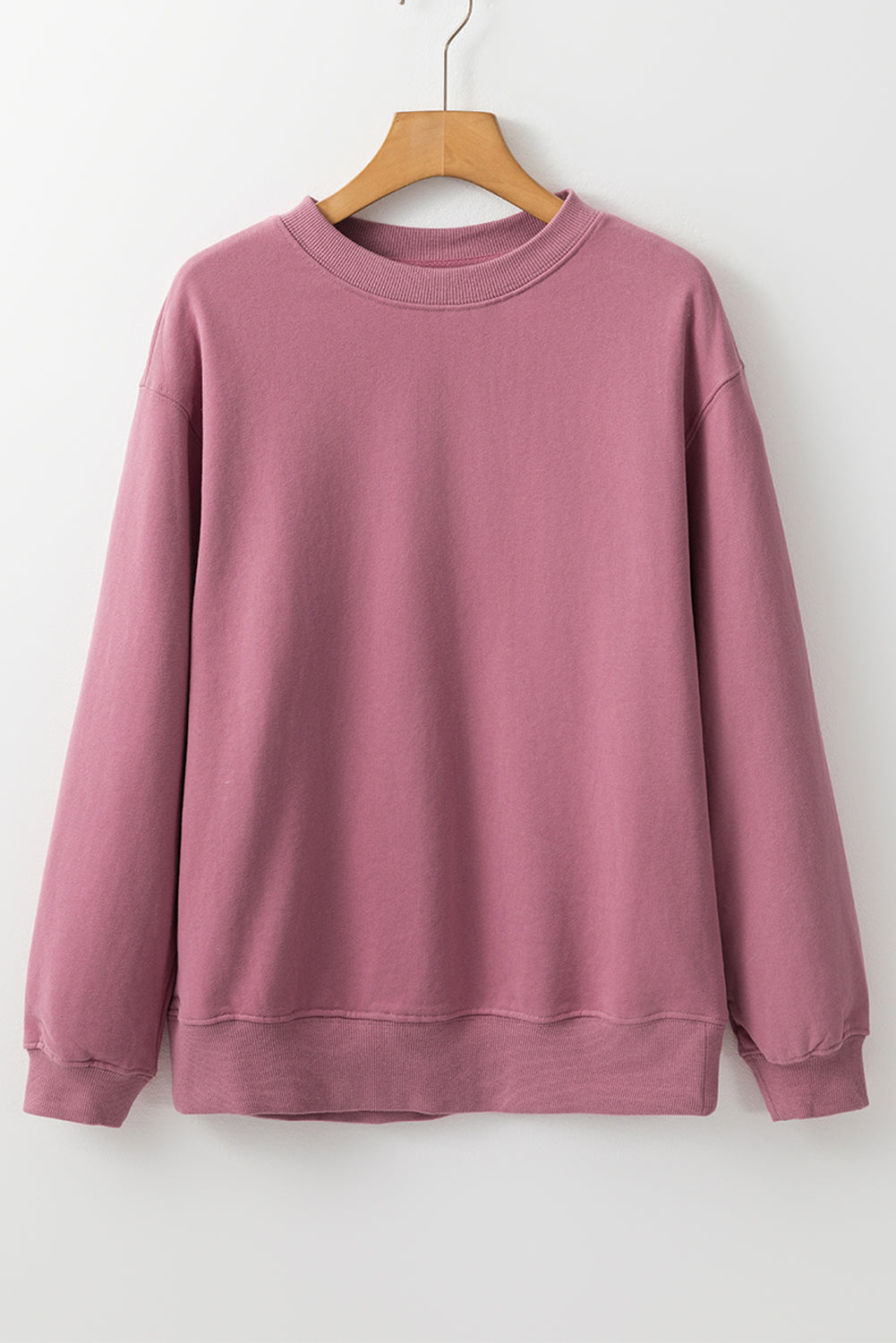 Solid Crewneck Pullover Sweatshirt