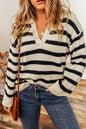 Stripe Collared V-Neck Sweater