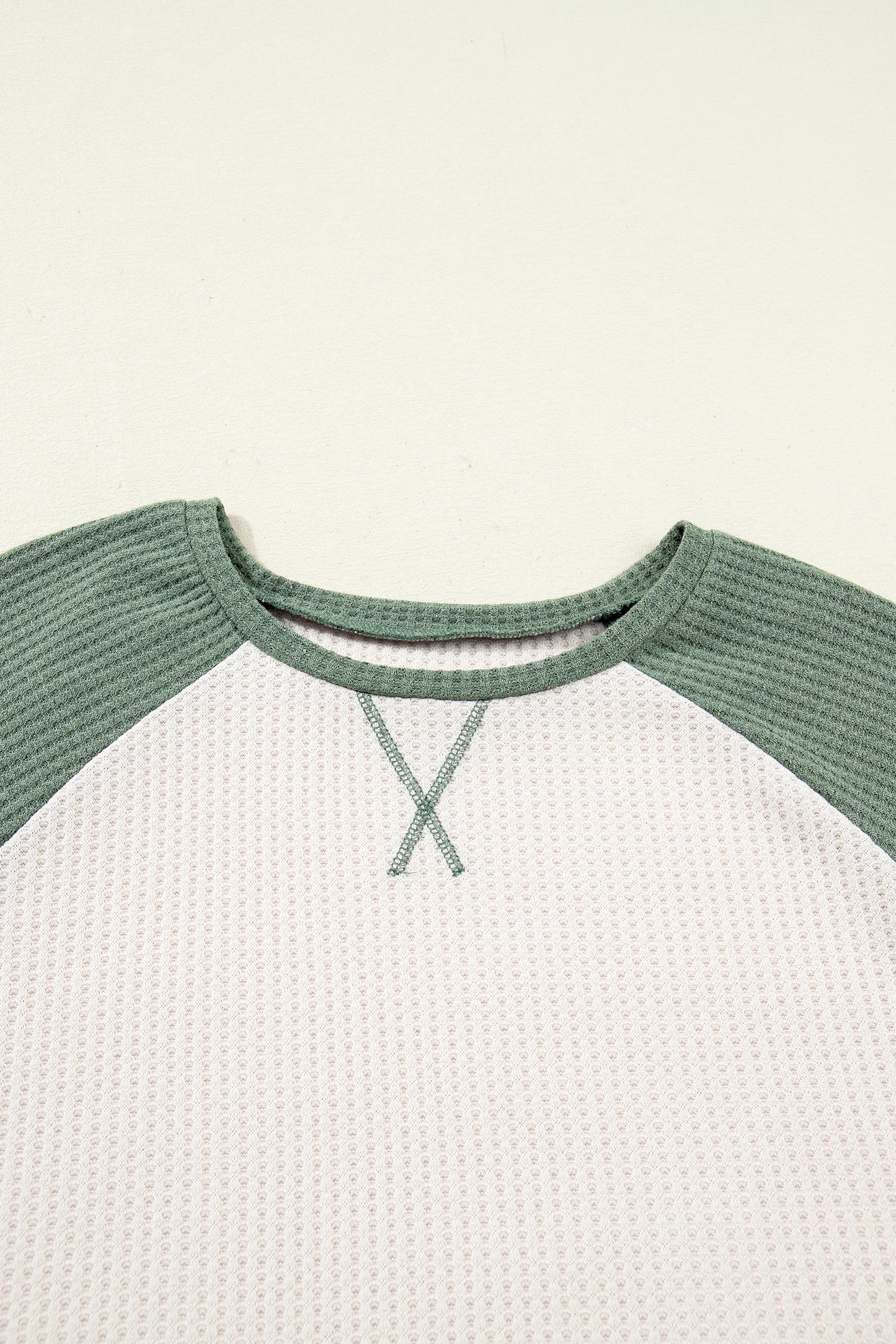 Plus Size Colorblock Waffle Knit Long Sleeve Top