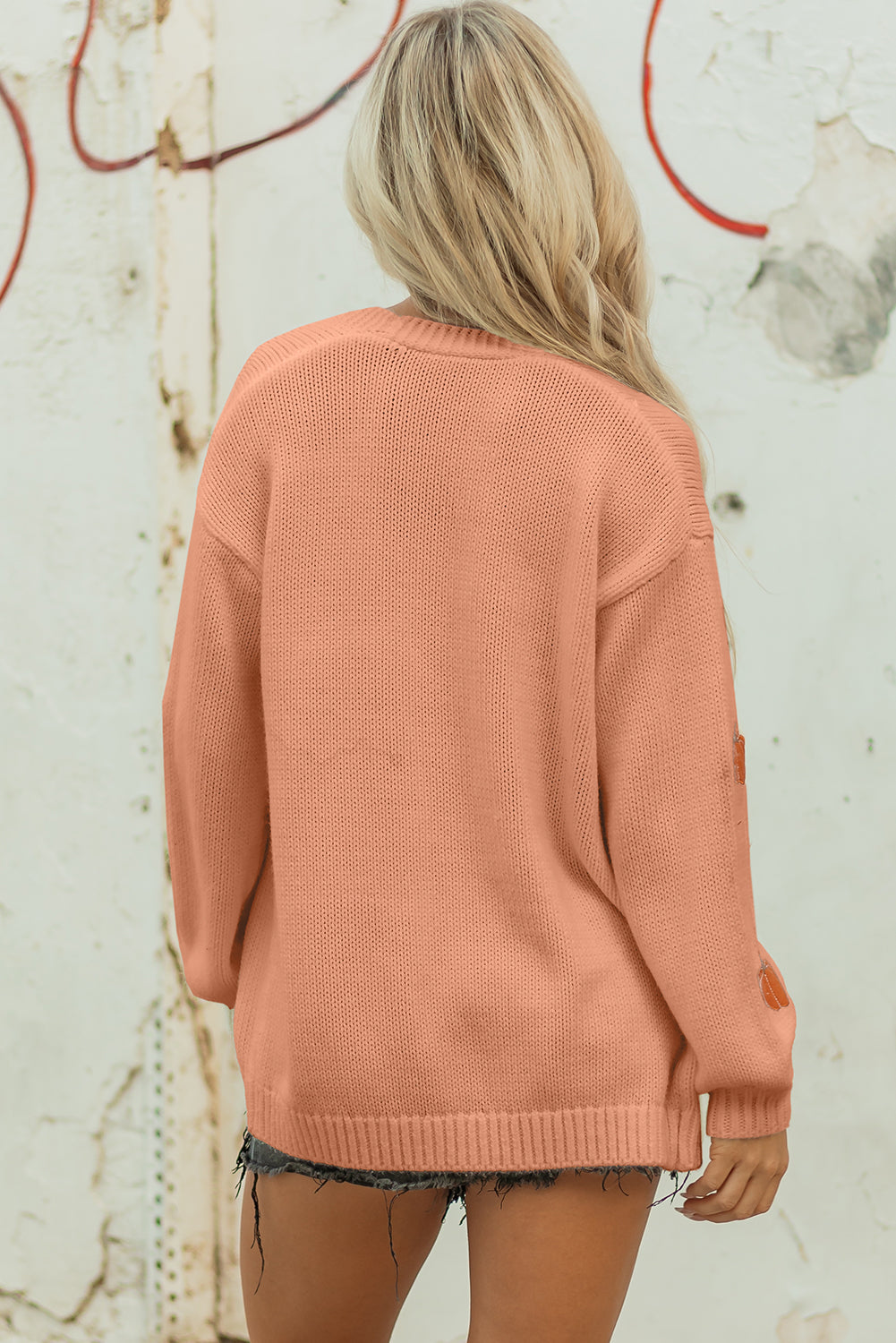 Christmas Tree Pumpkin Open Front Drop Shoulder Cardigan