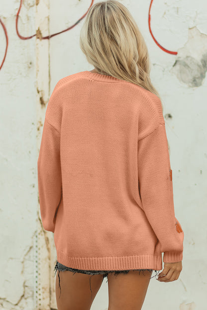 Christmas Tree Pumpkin Open Front Drop Shoulder Cardigan