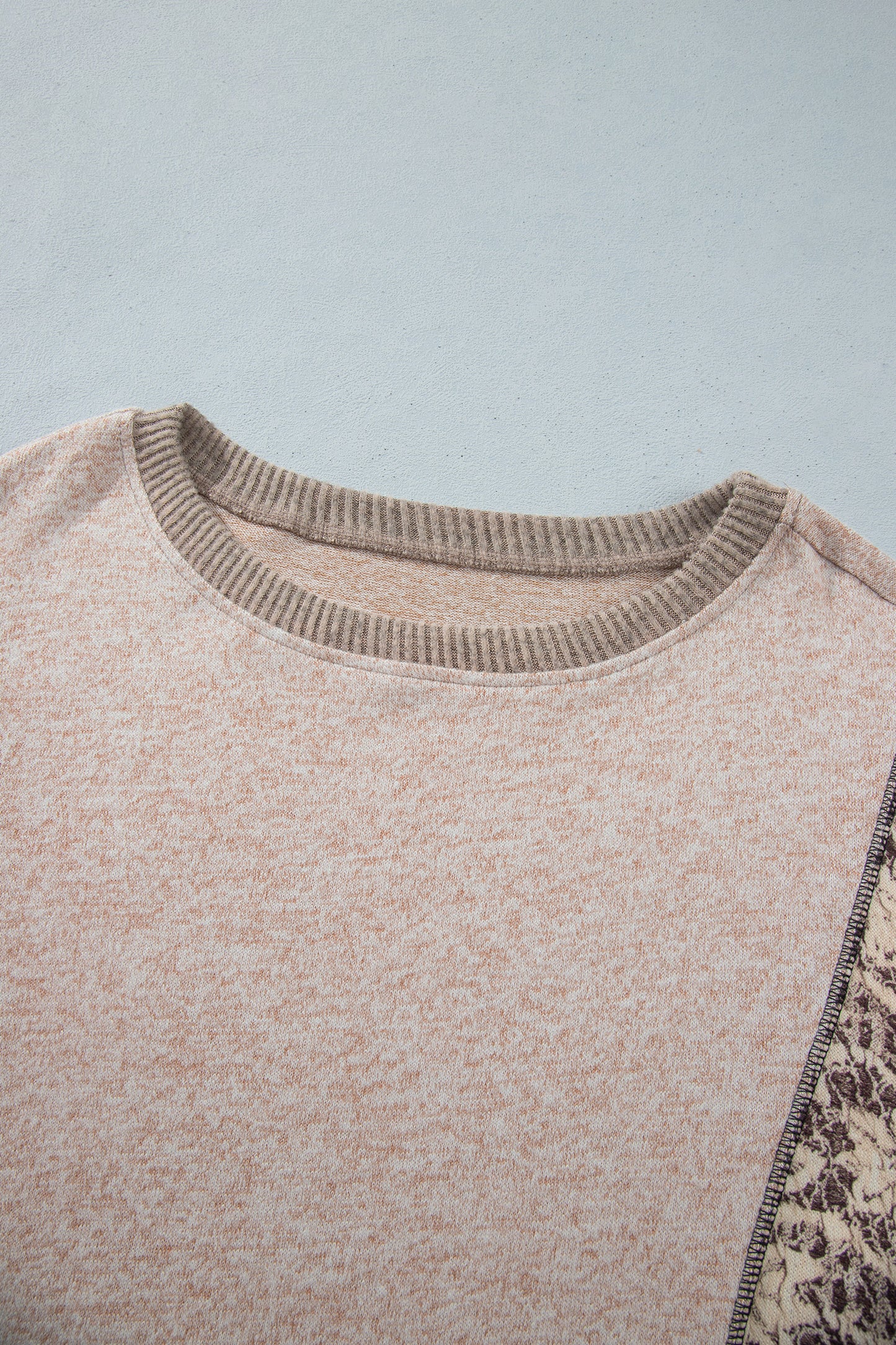Floral Patchwork Contrast Stitching Long Sleeve Top