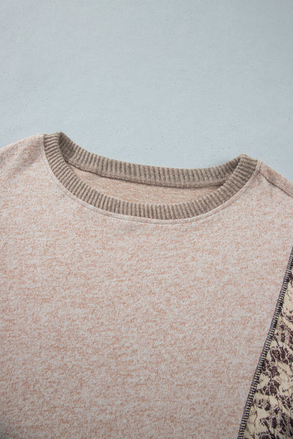 Floral Patchwork Contrast Stitching Long Sleeve Top