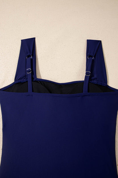 Square Neck Ruched One-Piece Swimsuit