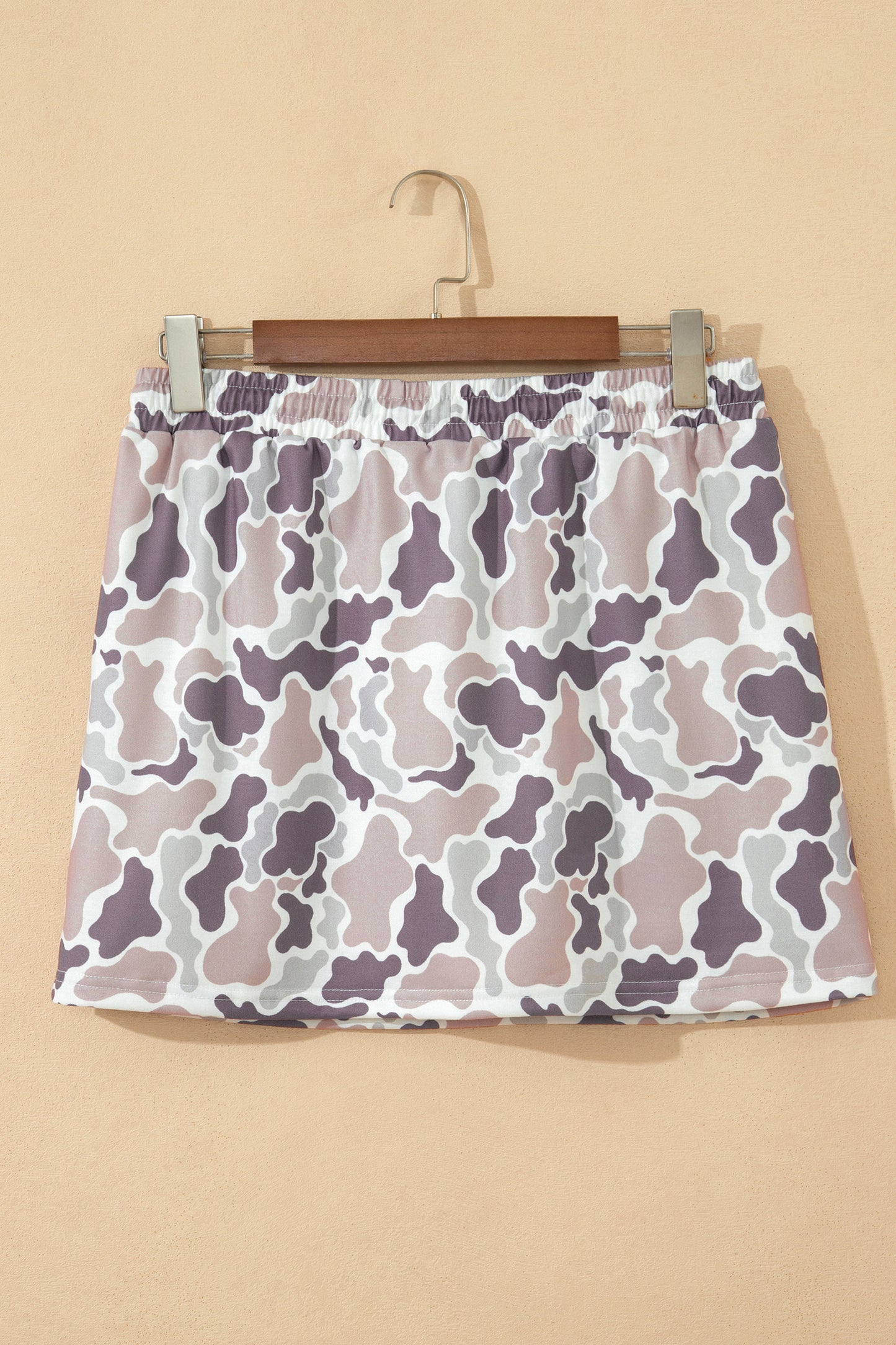 Abstract Camo Drawstring Elastic Waist Mini Skort