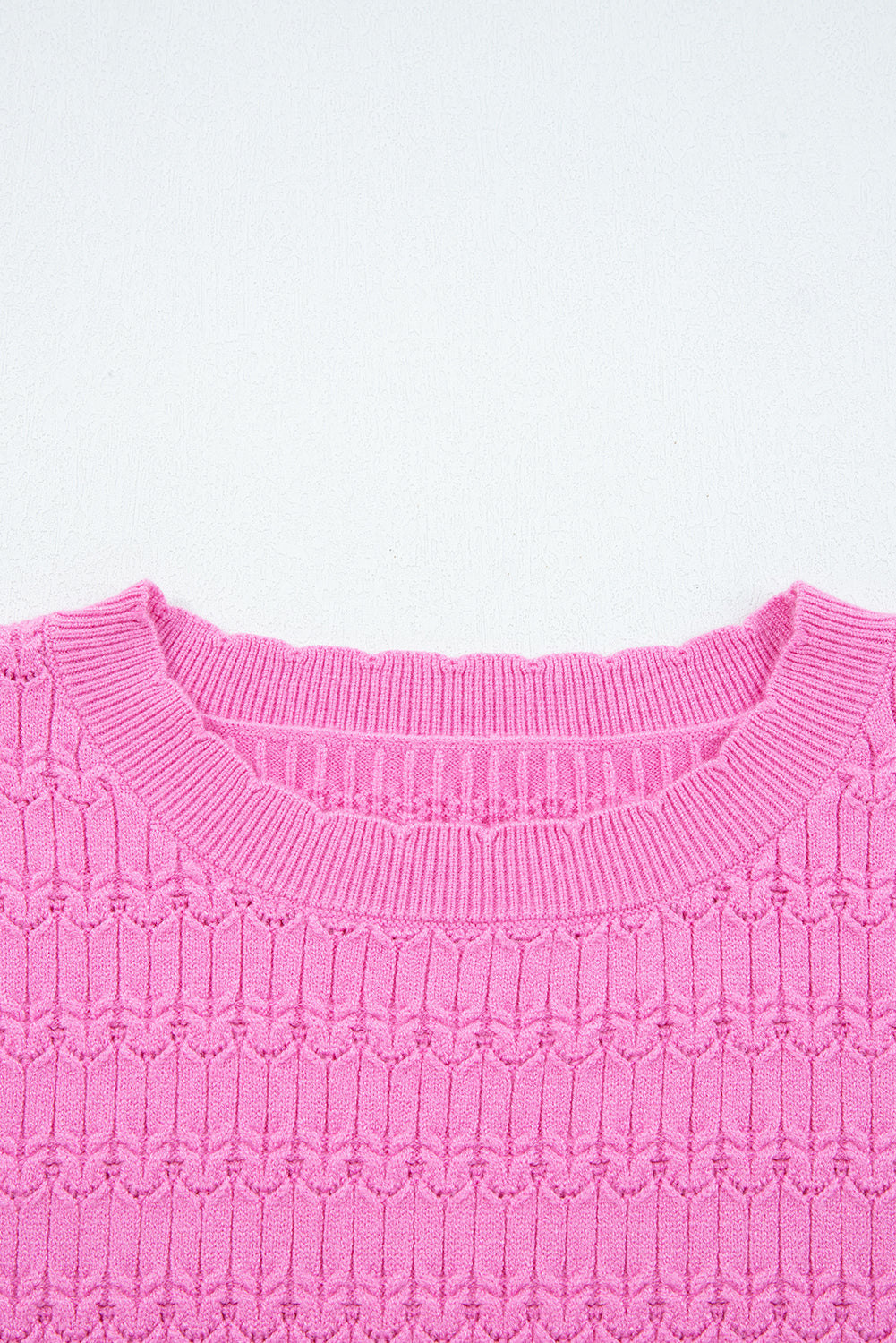 Solid Knit Ribbed Cuff Crewneck Sweater