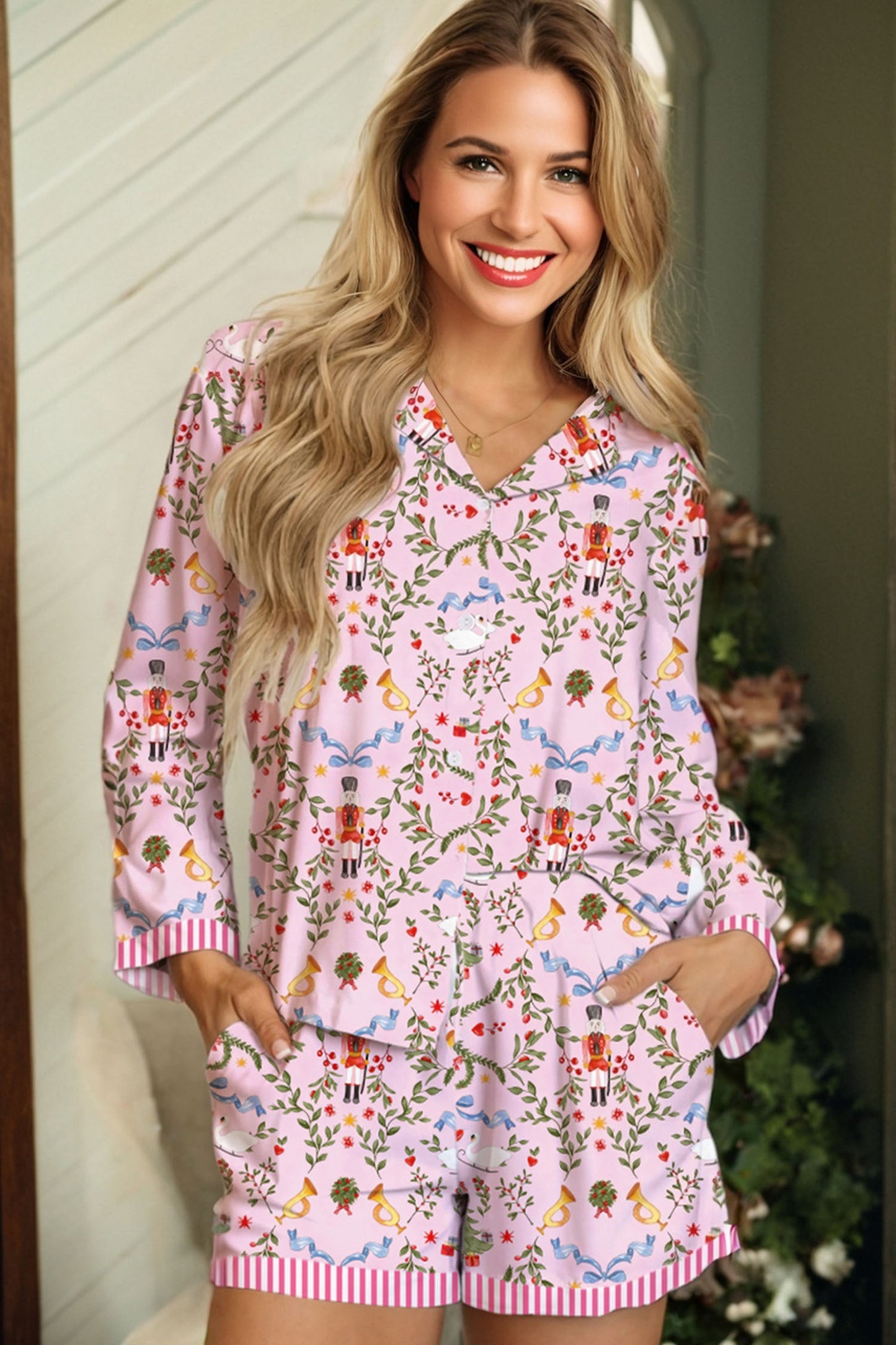 Christmas Nutcracker Top and Shorts Pajama Set