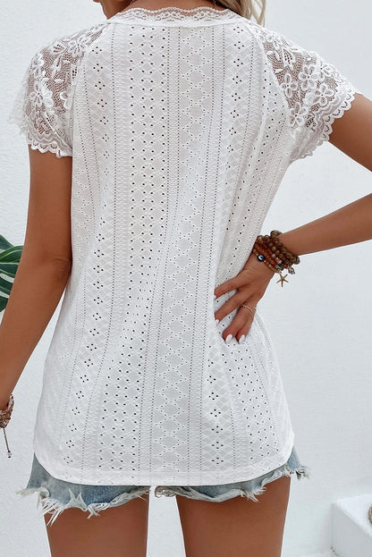 Eyelet Lace Short Sleeve Tee