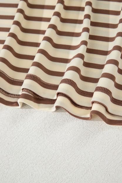 Stripe Cap Sleeve Henley Top & Shorts Set