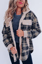 Plaid Sherpa Trim Pocketed Shacket