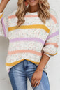 Colorblock Stripe Lantern Sleeve Sweater