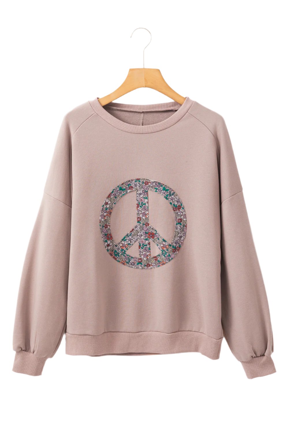 Floral Peace Sign Patchwork Sweatshirt