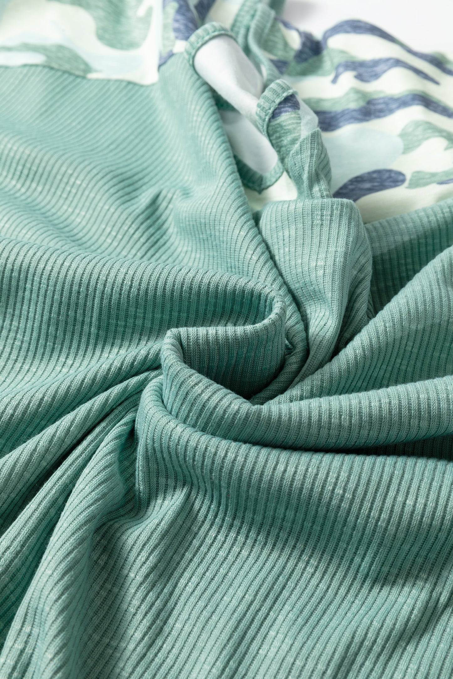 Plus Size Camo Patchwork Ribbed V-Neck Tee