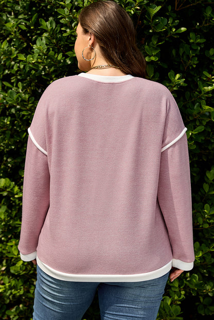 Plus Size Contrast Trim Drop Shoulder Top