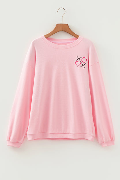 Valentine XOXO & Heart Embroidered Sweatshirt