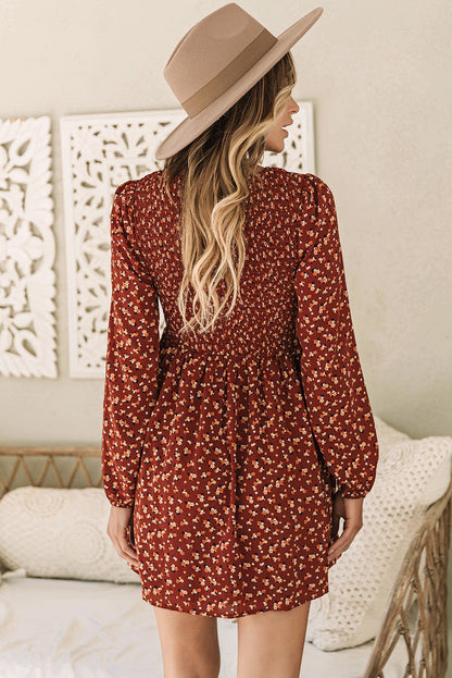 Floral Smocked Long Sleeve Dress