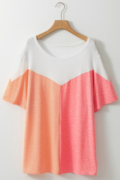 Colorblock Waffle Tee Plus Size