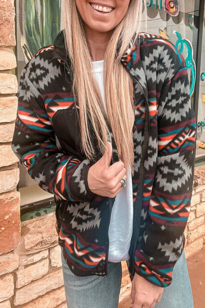 Aztec Zip Up Collared Jacket