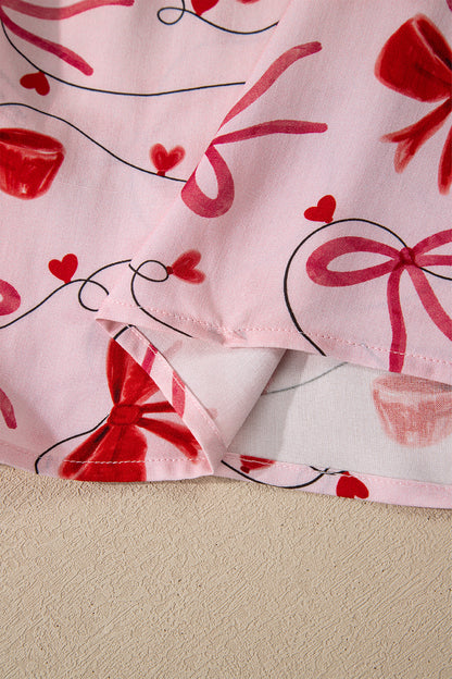 Valentine Bow Shirt and Shorts Pajama Set