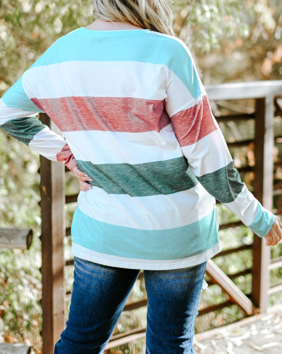 Stripe Colorblock Pullover Top Plus Size