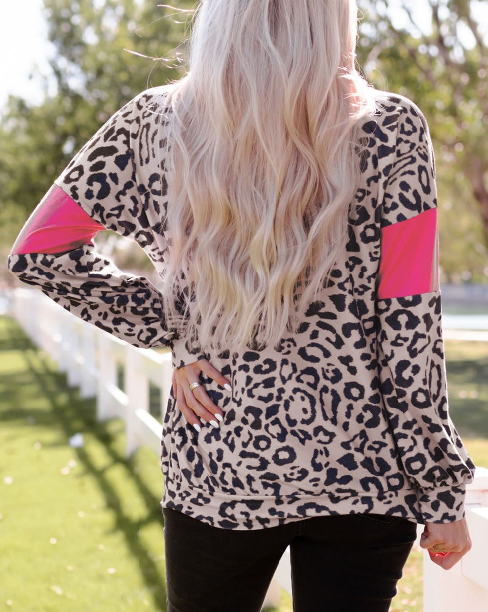 Leopard Colorblock Long Sleeve Top