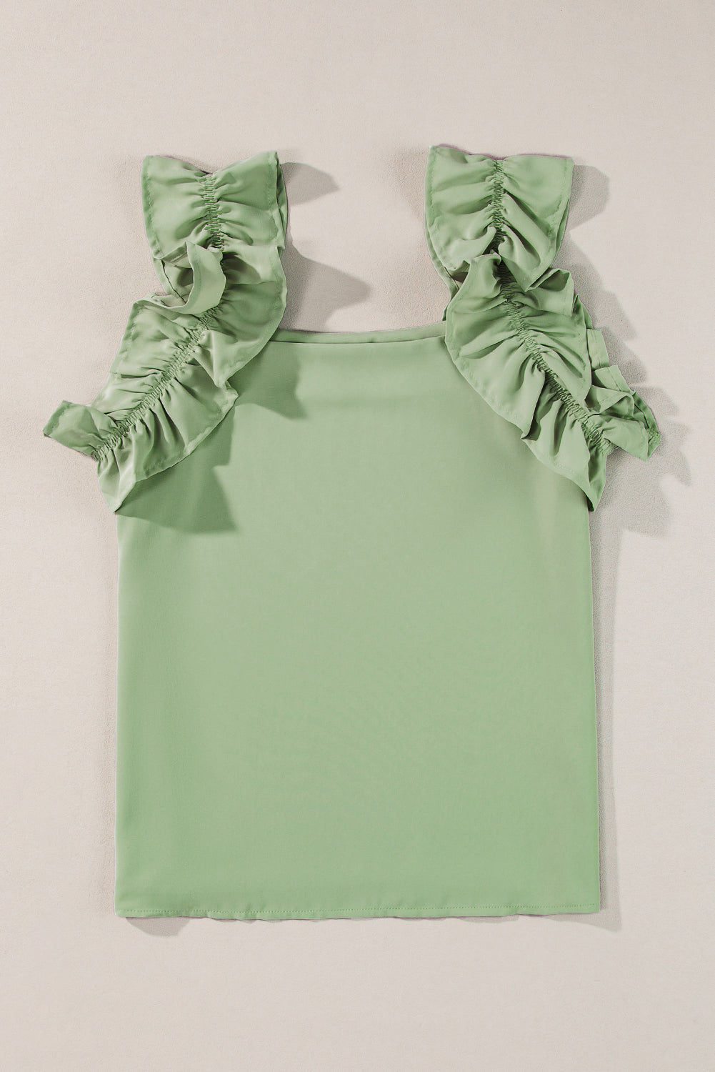 Solid Ruffle Trim Sleeveless Top