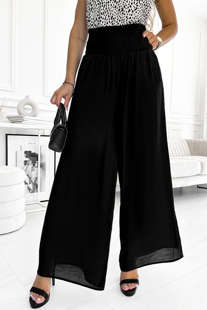 Smocked Waist Wide Leg Pants