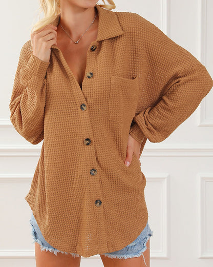 Waffle Chest Pocket Buttoned Shirt