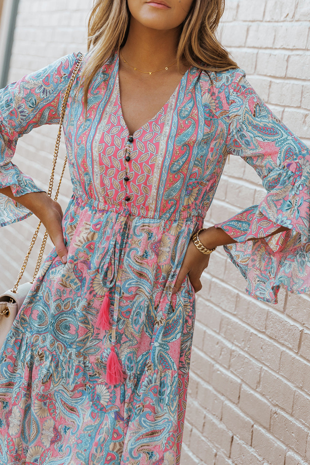 Paisley Ruffle Tiered Maxi Dress