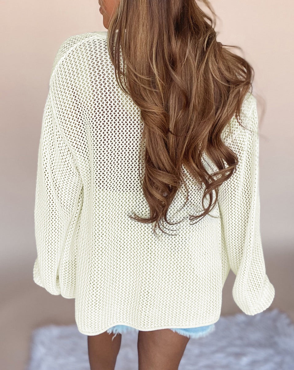 Hollowed Knit Buttoned Cardigan