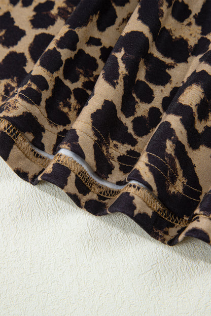 Leopard Square Neck Long Sleeve T-Shirt