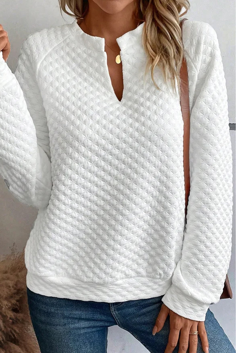 Quilted Raglan Long Sleeve Top