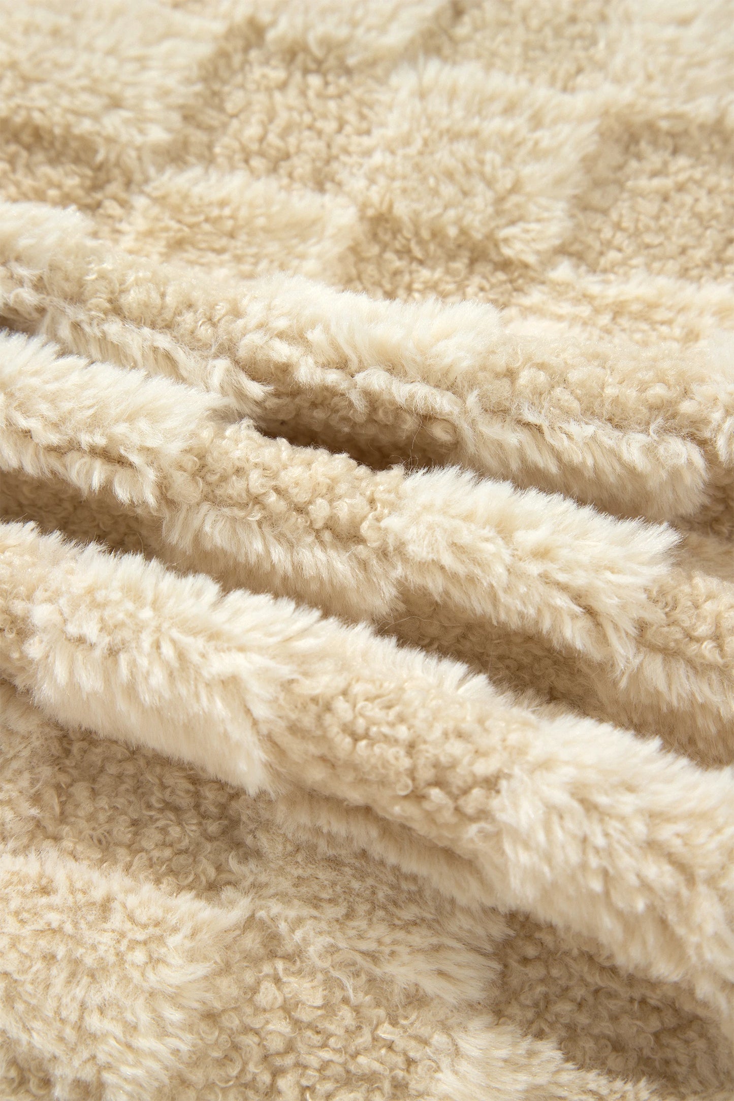Checker Plush Fleece Corduroy Trim Buttoned Shacket